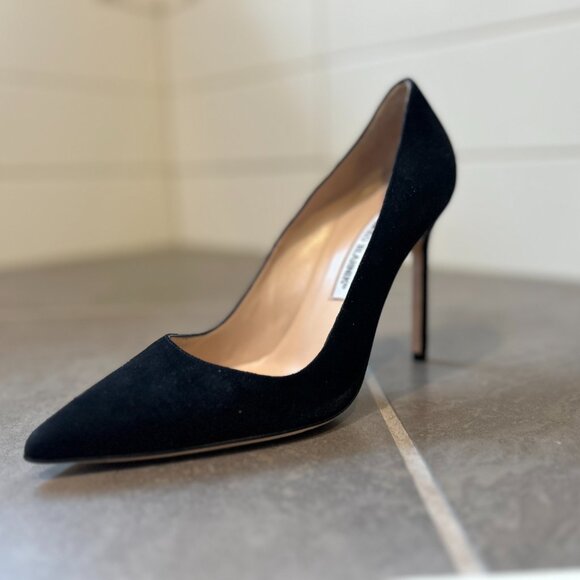 Manolo Blahnik BB Black Suede Pointed Toe Pumps Size EU 38 - Picture 7 of 9